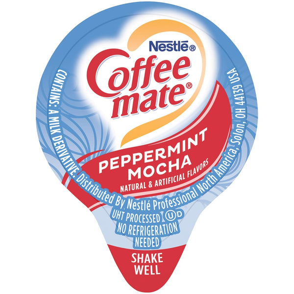 Coffee Mate Peppermint Mocha & Pumpkin Spice (50 of each) Liquid Creamer Singles with By The Cup Sugar Packets