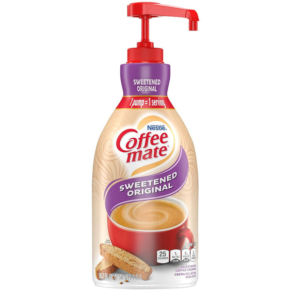 Coffee mate Sweetened Original Liquid Concentrate, 1.5 Liter Pump Bottle (Pack of 3) with By The Cup Coffee Scoop