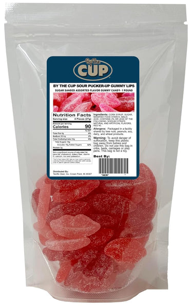 By The Cup Sour Pucker-up Gummy Lips 1 lb, Pack of 1