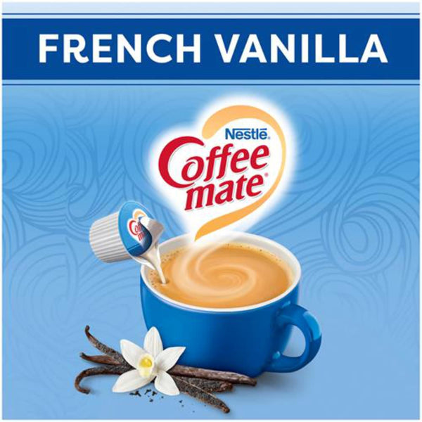 Coffee mate Liquid Creamer Singles Variety Pack, Hazelnut & French Vanilla, 2 Flavors x 90 ct, 180/Box and By The Cup Sugar Packets