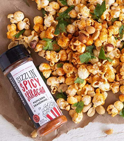 Urban Accents Gourmet Popcorn Seasoning, Sizzlin' Spicy Sriracha, 2.5 oz with By The Cup Swivel Spoons
