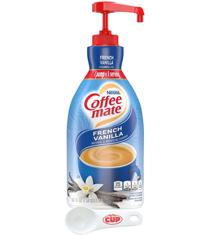 Coffee mate French Vanilla Liquid Concentrate, 1.5 Liter Pump Bottle with By The Cup Coffee Scoop