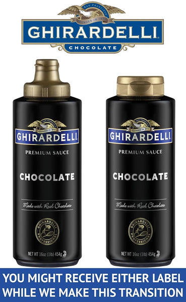 Ghirardelli Sea Salt Caramel and White Chocolate Sauce - 16 oz Bottles (Pack of 4) with Ghirardelli Stamped Barista Spoon
