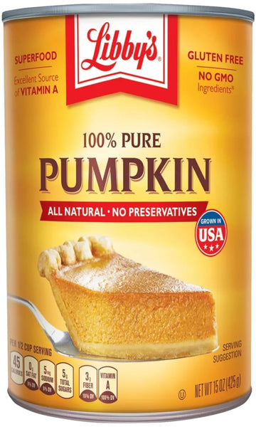 Libby's Pure Pumpkin, Gluten Free, Non-GMO, Superfood, 15 oz Can (Pack of 3) with By The Cup Pie Slicer