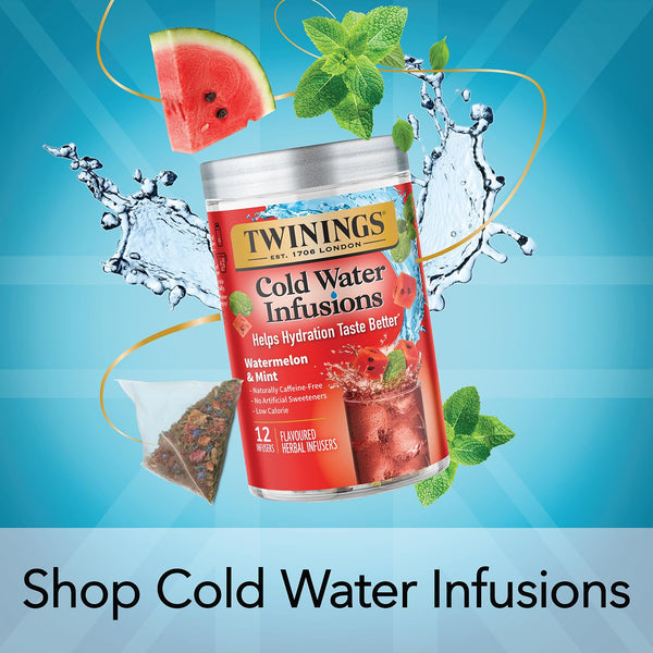 Twinings Cold Infuse Variety with Superblends, 6 Flavor (Pack of 6) with By The Cup Coasters