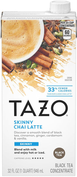 TAZO Skinny Chai Latte Black Tea Concentrate, 32 oz (Pack of 2) with By The Cup Coasters