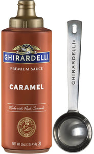 Ghirardelli Caramel Squeeze Bottle, 16 Ounce with Ghirardelli Stamped Barista Spoon