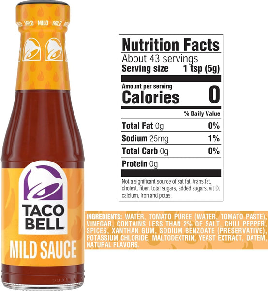 Taco Bell Mild Sauce 7.5 Ounce (Pack of 4) with By The Cup Swivel Spoons