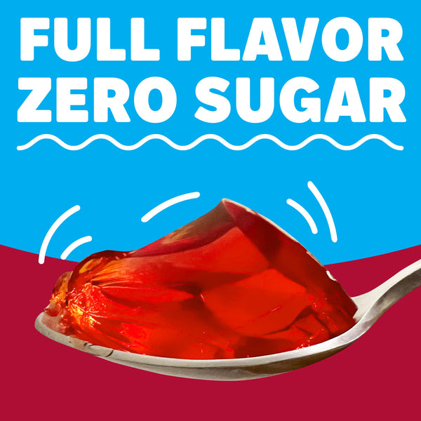 Zero Sugar Cherry Jell-O, 0.6 oz (Pack of 3) with By The Cup Mood Spoons