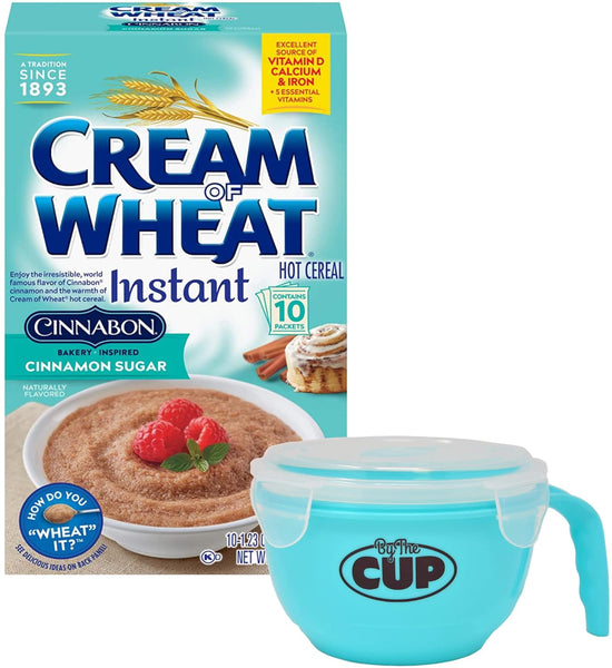 Cream of Wheat Cinnabon Instant Hot Cereal Packets, 10-1.23 Ounce Single Serving Packets with By The Cup Cereal Bowl