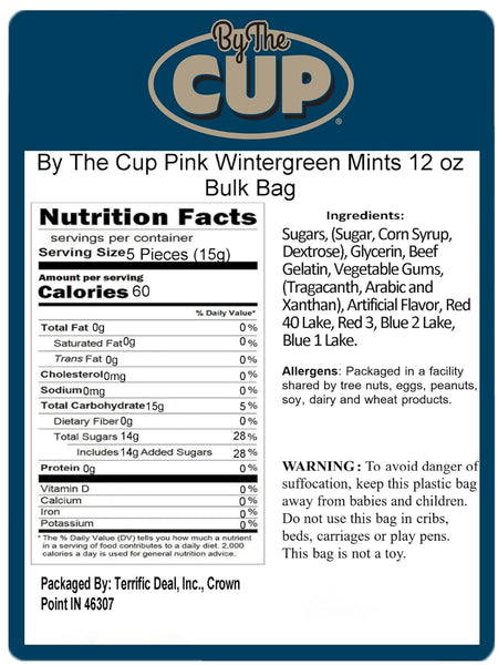 By The Cup Pink Wintergreen Mints 12 oz Bulk Bag