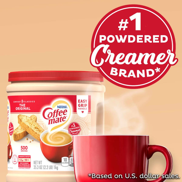 Coffee mate Original Powder Creamer, 35.3 oz Canister with By The Cup Stainless Steel Measuring Spoons