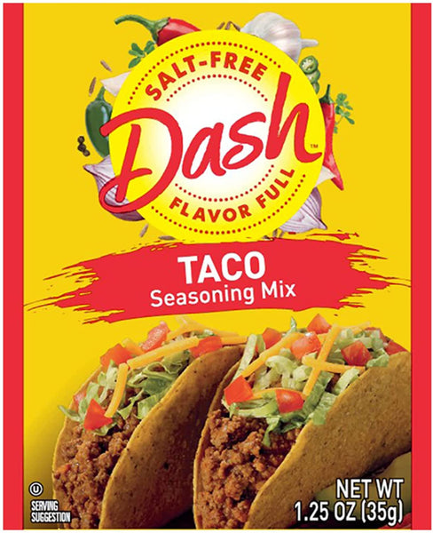 Dash Salt Free Taco Seasoning Mix, 1.25 oz (Pack of 6) with By The Cup Swivel Spoons