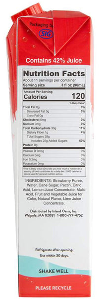 Island Oasis Strawberry Fruit Puree, 1 Liter (Pack of 2) with By The Cup Coasters