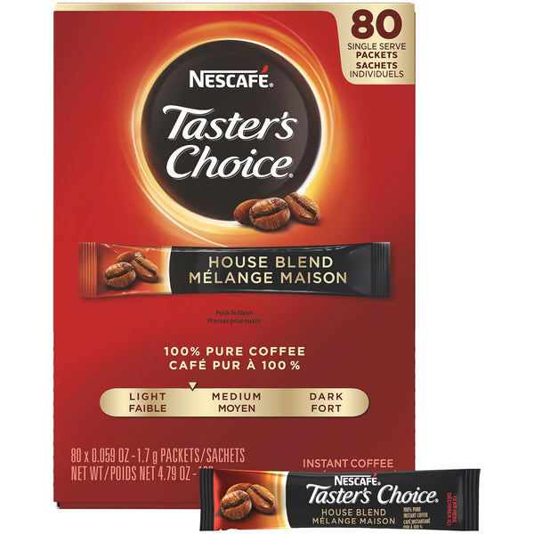 Taster's Choice & Coffee mate Bundle: 80 - Nescafe Taster's Choice House Blend Instant Coffee Packets, 2 - Coffee mate Original Powder Creamer, 11 oz with By The Cup Scoop