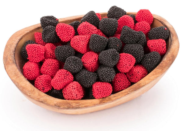 By The Cup Raspberries and Blackberries Soft Chewy Fruit Flavored Jells Covered in Candy Seeds, 2 Pound Bag