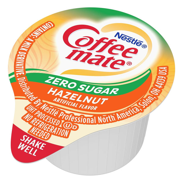 Nestle Coffee mate Liquid Coffee Creamer Singles, Zero Sugar Hazelnut, 50 Ct Box (Pack of 2) with Coffee Scoop