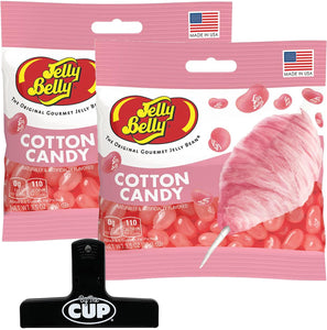 Cotton Candy Jelly Beans, 3.5 oz (Pack of 2) with By The Cup Bag Clip