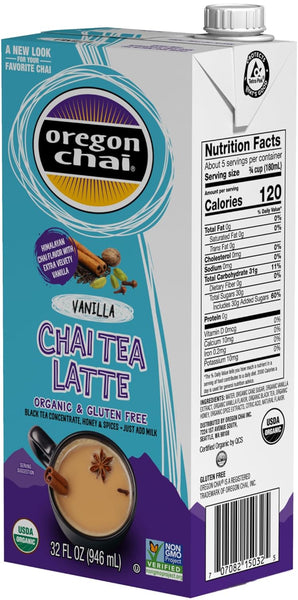 Oregon Chai Organic Tea Concentrate Variety, (Pack of 3) 32 oz Carton, 1 of each Flavor: The Original, Spiced, and Vanilla, with By The Cup Coasters