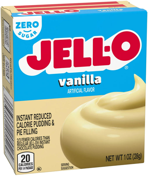 Jell-O Zero Sugar Vanilla Instant Pudding & Pie Filling Mix 1 oz Box (Pack of 3) with Mood Spoons