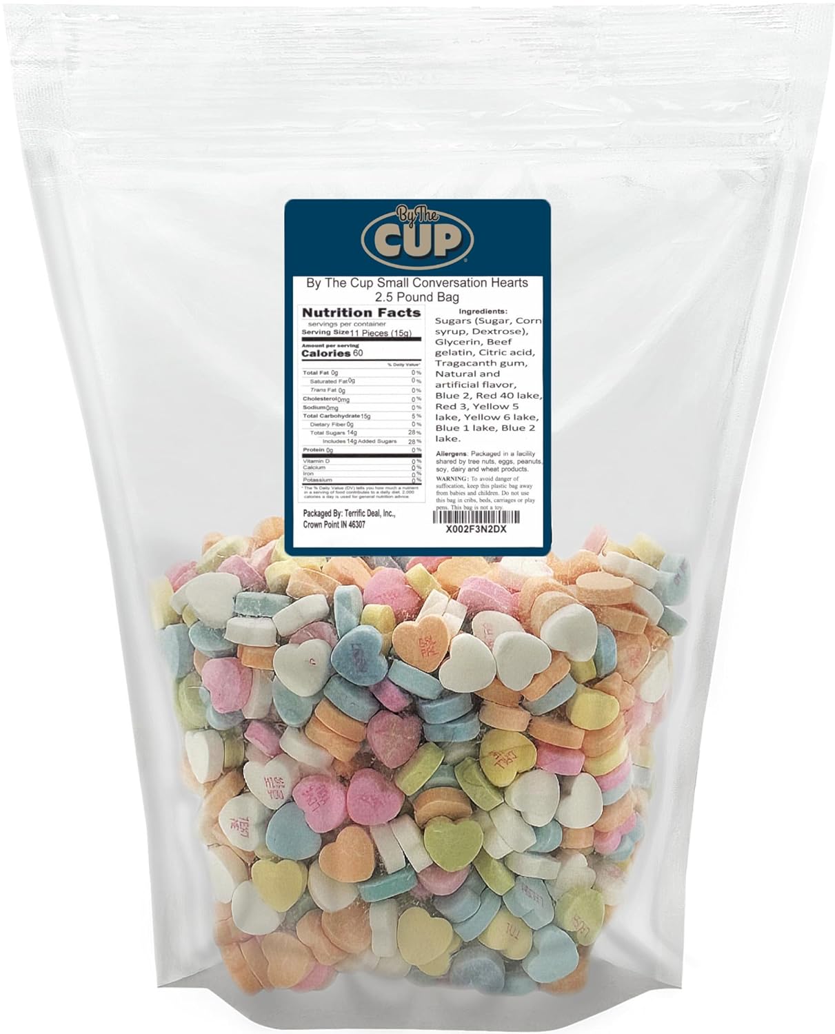 Small Candy Conversation Hearts, 2.5 Pound By The Cup Bag
