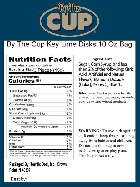 By The Cup Key Lime Disks, Individually Wrapped Hard Candy, 10 Oz Bag
