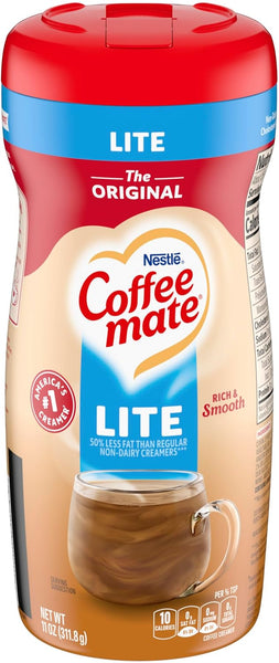 Coffee mate Gluten-Free Lactose-Free Original Lite Powdered Creamer, 11 oz Canister (Pack of 3) with By The Cup Coffee Scoop