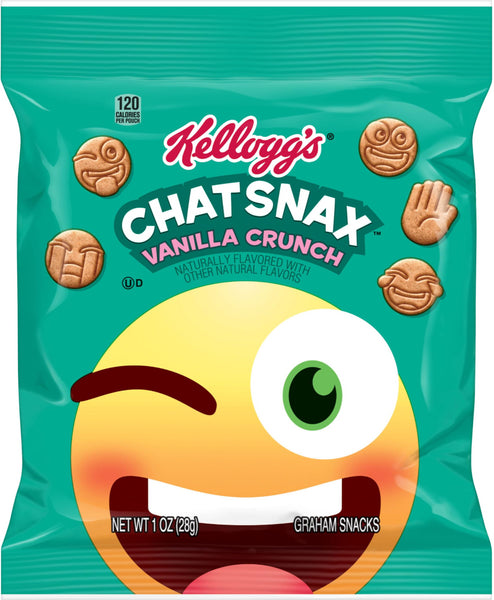 Kellogg's Chat Snax Vanilla Crunch Grahams Crackers, 1 oz (Pack of 30) with By The Cup Chip Clip