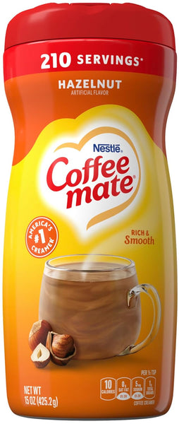 Coffee mate Hazelnut Powdered Creamer, 15 oz (Pack of 3) with By The Cup Coffee Scoop