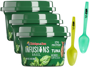 Chicken Of The Sea Infusions, Basil Tuna, 2.8 oz (Pack of 3) with By The Cup Mood Spoons