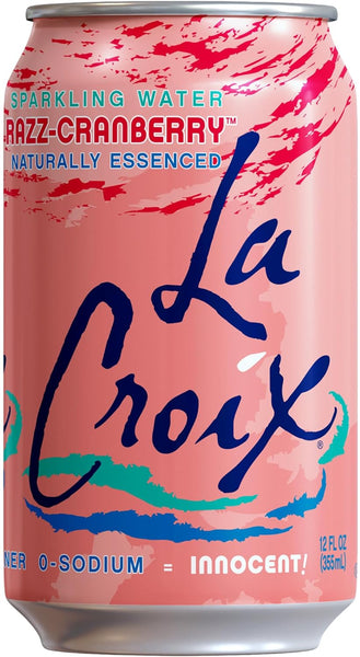 LaCroix Razz-Cranberry Sparkling Water, 12 oz Can (Pack of 12) with By The Cup Coasters