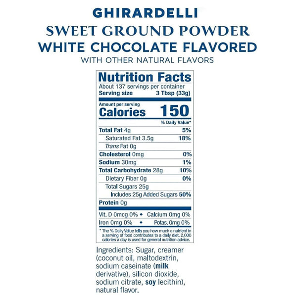 Ghirardelli Sweet Ground White Chocolate Flavored Gourmet Powder Beverage Mix, 10 Pound Box with Ghirardelli Stamped Barista Spoon