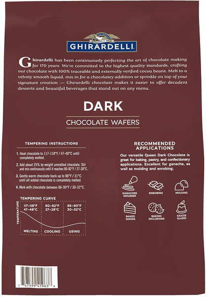 Ghirardelli Dark Chocolate Wafers, 120 count per lb, 5lb Bag with Ghirardelli Stamped Barista Spoon