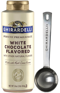 Ghirardelli White Chocolate Sauce, 16 Ounce Squeeze Bottle with Ghirardelli Stamped Barista Spoon