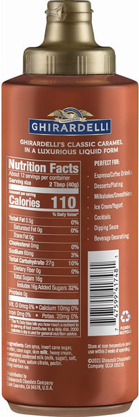 Ghirardelli Caramel and Chocolate Sauce 16 Ounce 1 of each Squeeze Bottle (Set of 2) with Ghirardelli Stamped Barista Spoon