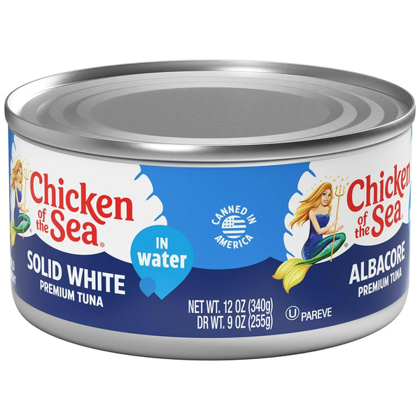 Chicken Of The Sea Solid White Albacore Tuna In Water, 12 oz Can (Pack of 6) with By The Cup Spatula Knife