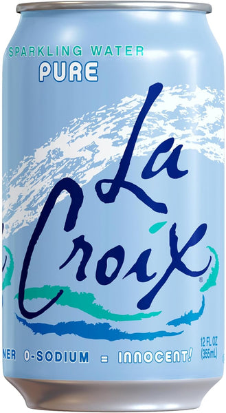 LaCroix Pure Sparkling Water, 12 oz Can (Pack of 12) with By The Cup Coasters