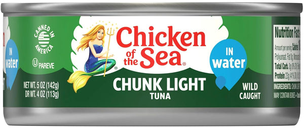 Chicken Of The Sea, Chunk Light Tuna in Water, 5 oz Can (Pack of 6) with By The Cup Spatula Knife
