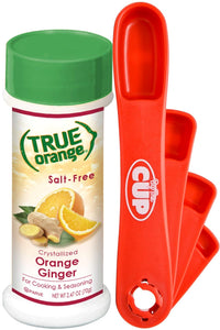 True Citrus True Orange Ginger Spice Blend, 2.47 oz Shaker with By The Cup Swivel Spoons