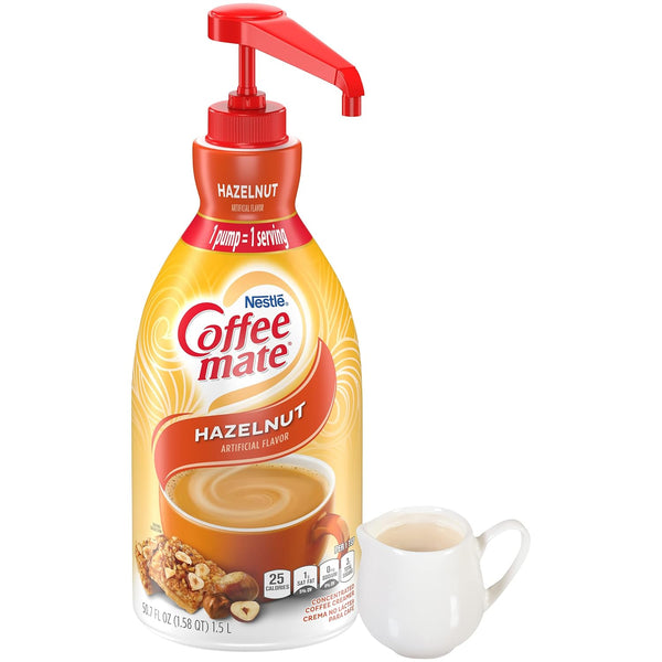 Coffee mate Hazelnut Liquid Concentrate, 1.5 Liter Pump Bottle with By The Cup Coffee Scoop