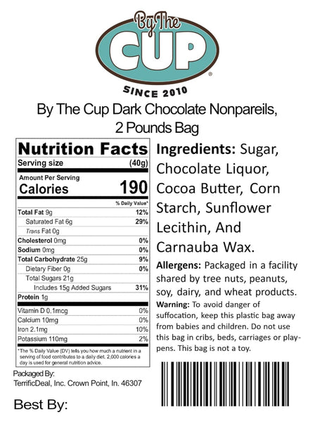 By The Cup White Nonpareils Dark Chocolate Candy, 2 Pound (32 Ounce) Bulk Bag