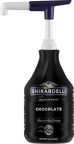 Ghirardelli Black Label Chocolate Sauce 87.3 Ounce with Ghirardelli Pump and Spoon