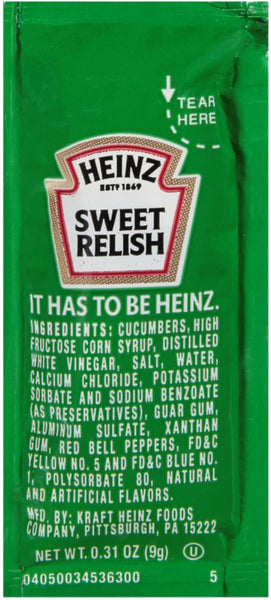 Kraft Heinz Relish, Single Serve Packets, 100 Count with By The Cup Spatula Knife
