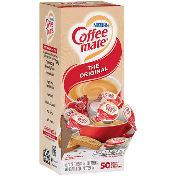 Nestle Coffee mate Liquid Coffee Creamer Singles, Original, 50 Ct Box (Pack of 2) with By The Cup Coffee Scoop