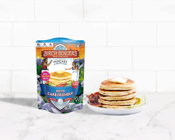 Birch Benders Keto Pancake and Waffle Mix, 10 oz (Pack of 4) with By The Cup Swivel Spoons