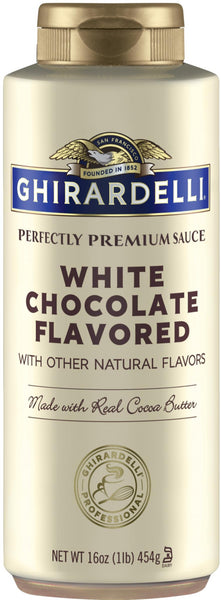 Ghirardelli White Chocolate Sauce, 16 Ounce Squeeze Bottle with Ghirardelli Stamped Barista Spoon