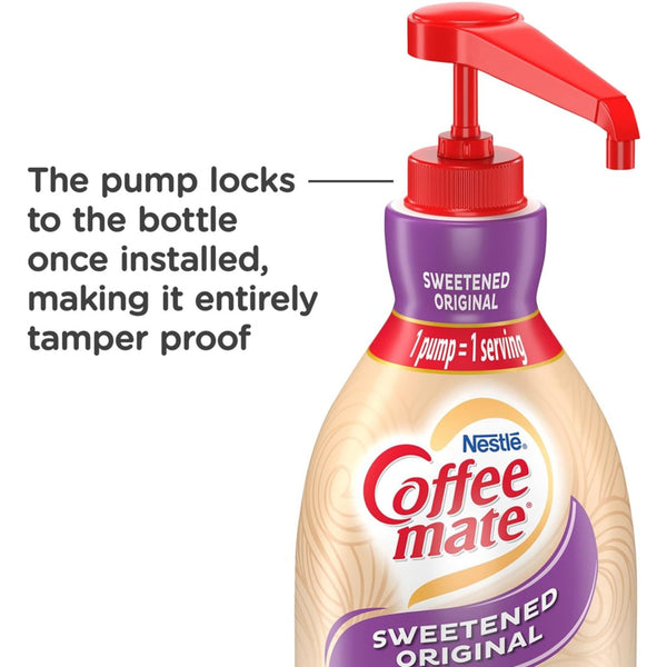 Coffee mate Sweetened Original Liquid Concentrate, 1.5 Liter Pump Bottle (Pack of 3) with By The Cup Coffee Scoop