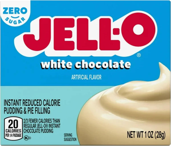 Jell-O Zero Sugar White Chocolate Instant Pudding & Pie Filling Mix 1 oz Box (Pack of 3) with By The Cup Mood Spoons