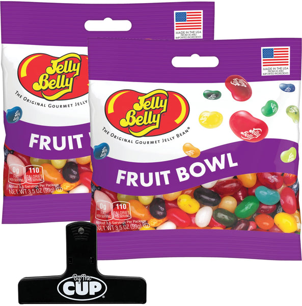 Fruit Bowl Jelly Beans, 3.5 oz (Pack of 2) with By The Cup Bag Clip