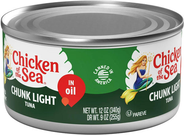 Chicken Of The Sea Chunk Light Tuna in Oil, 12 oz Can (Pack of 6) with By The Cup Spatula Knife